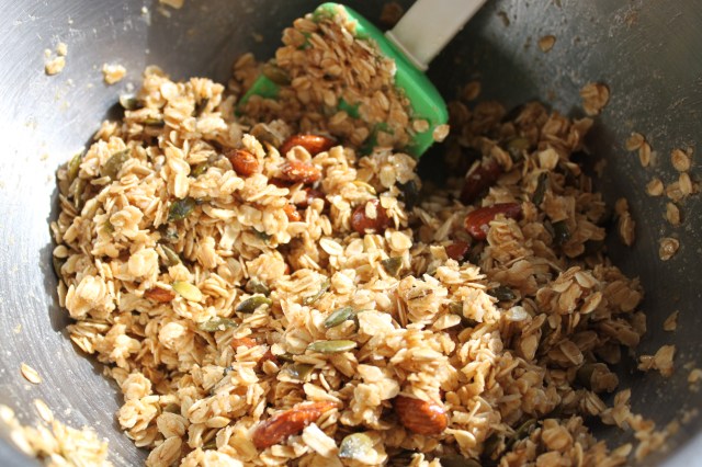 Mixing the granola