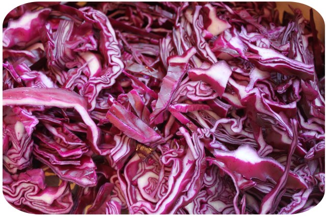 Shredded red cabbage