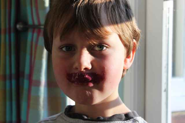 Harvey with smoothie moustache