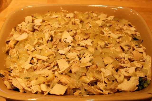 chicken mix added to dish