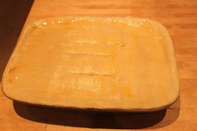 egg washed pastry on dish