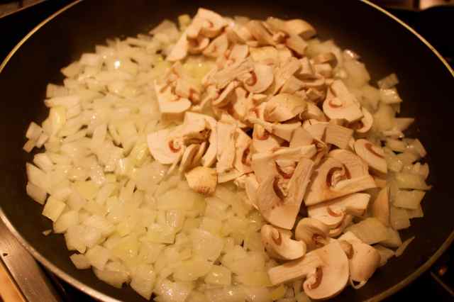 onions and mushrooms cooking