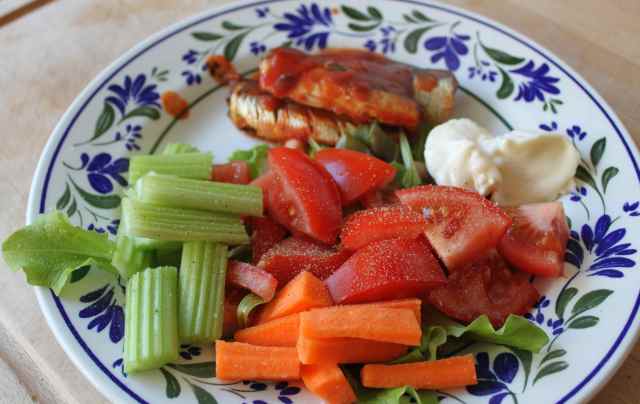 Sardines and salad