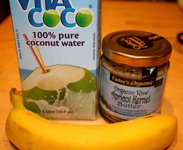 banana apricot kernel and cocnut water