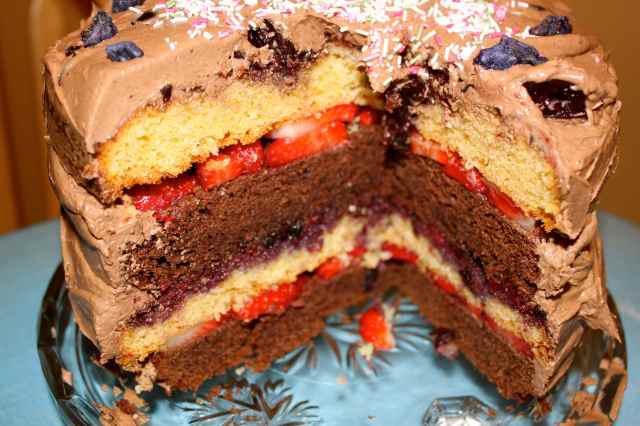 Celebration cake, opened