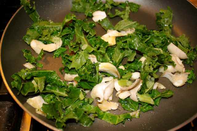 Kale and oyster mushrooms
