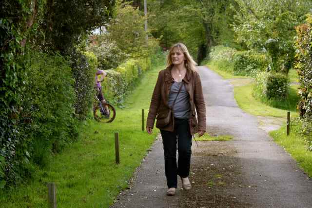 Abi walking up the lane