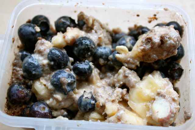 Alpen, banana and blueberries