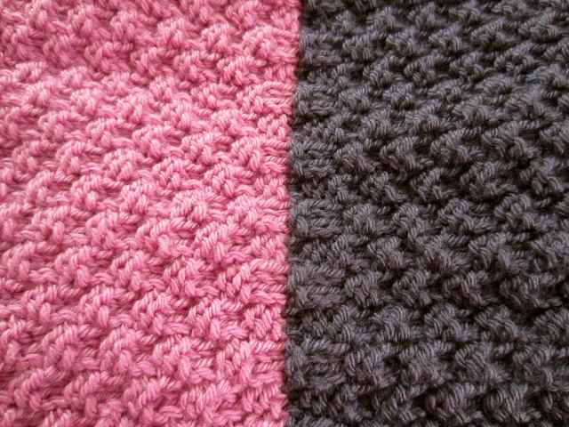 pink and grey knitting