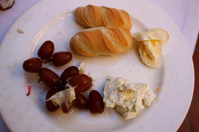 cheese, grapes and bread
