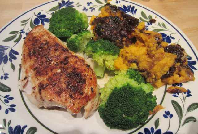 blackened chicken, sweet potato and broccoli