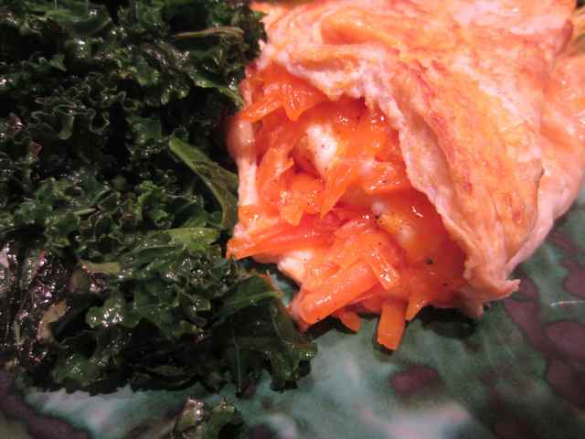 Cheese omelette and kale