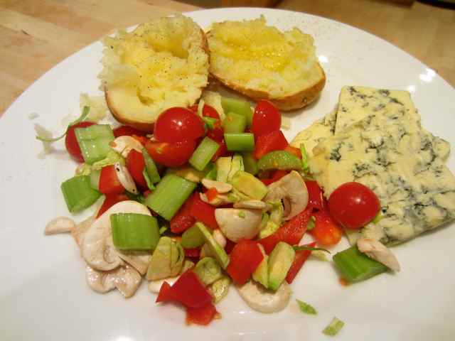 Jacket potato, salad and Stilton