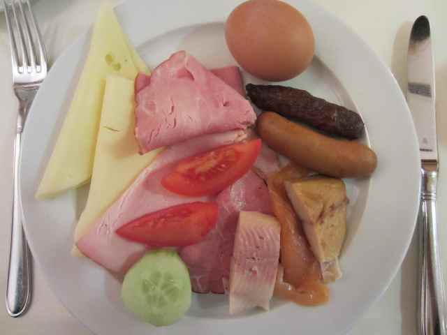 Meat and fish at breakfast