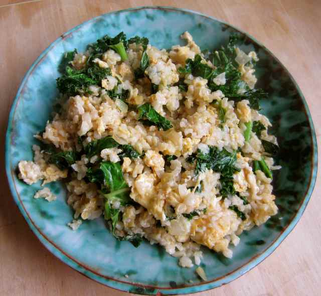 rice eggs and kale