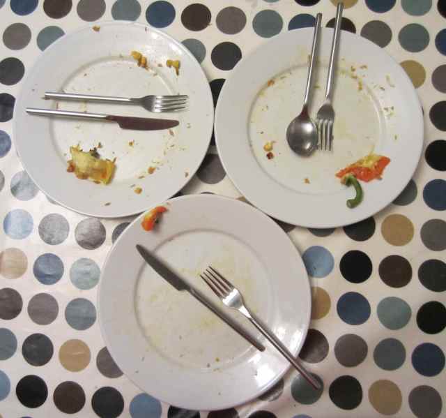 3 empty plates