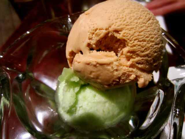 caramel ice cream and lime cactus
