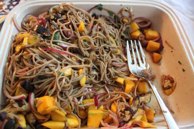 Ottolenghi noodle, aubergine and mango salad