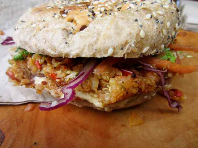 Vegan burger on board