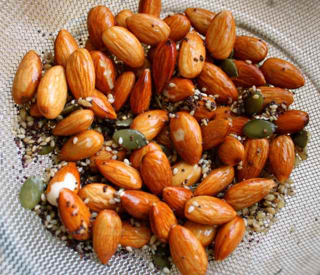 nuts and seeds in seive