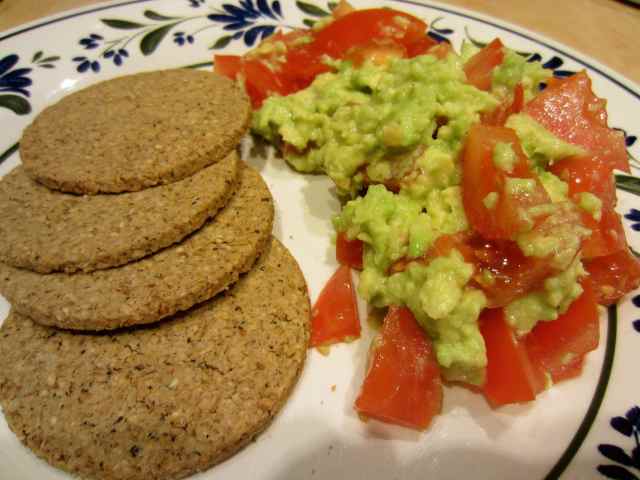 Oatcakes, toms and avocado