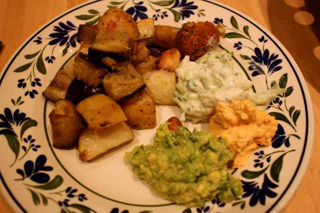 roast potatoes and aubergine 2