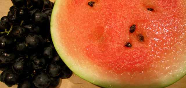 water melon and black grapes