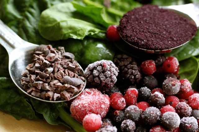 cacao, acai, spinach and berries