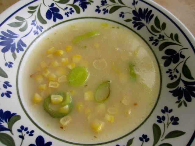 Chicken sweetcorn and leek soup
