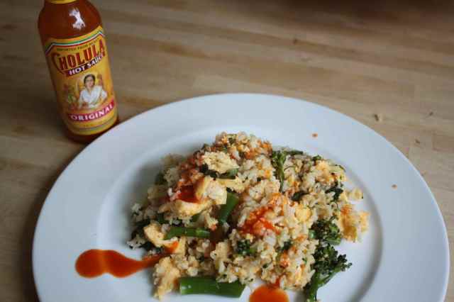 egg fried rice and Cholula