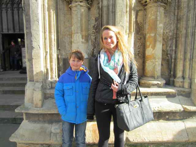 L and H outside York Minster