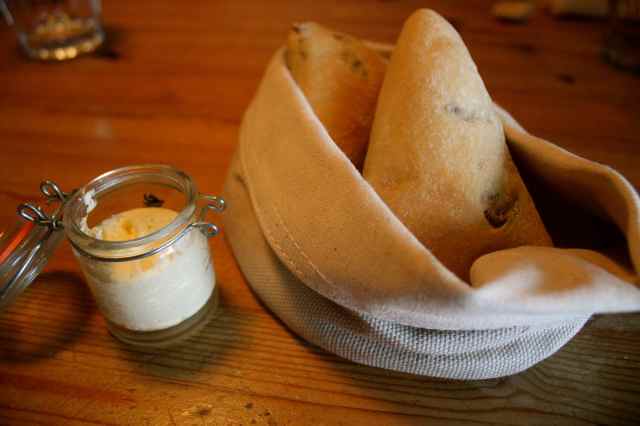 olive bread and whipped butter