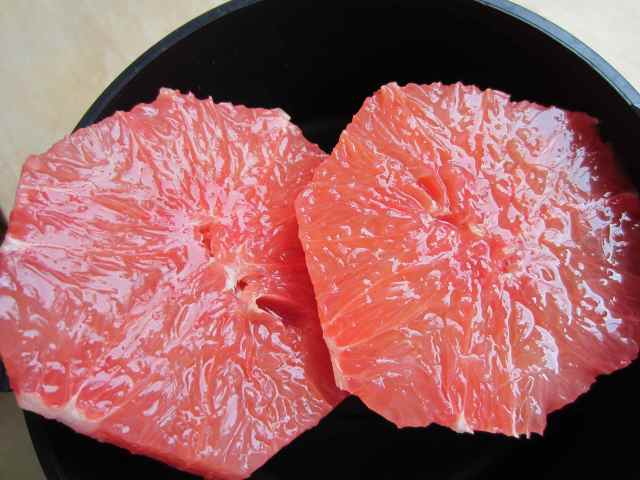 pink grapefruit in half
