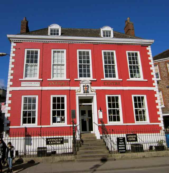 red and white building