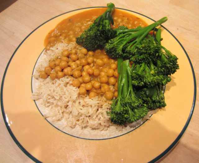rice, dahl and broccoli