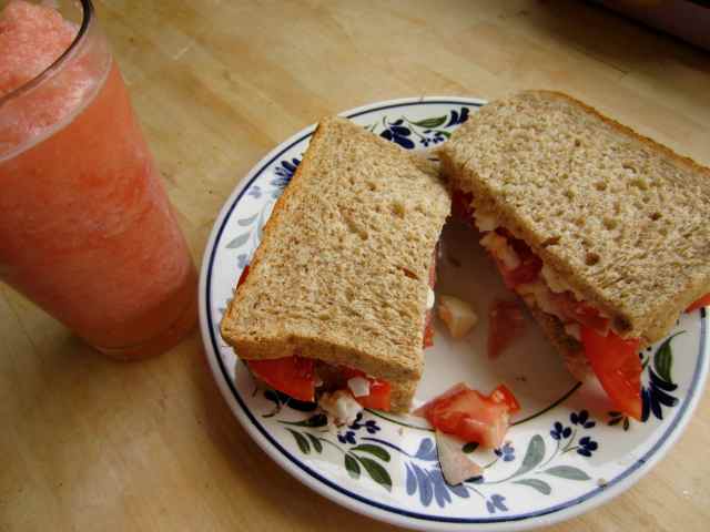 sandwich and grapefruit slush