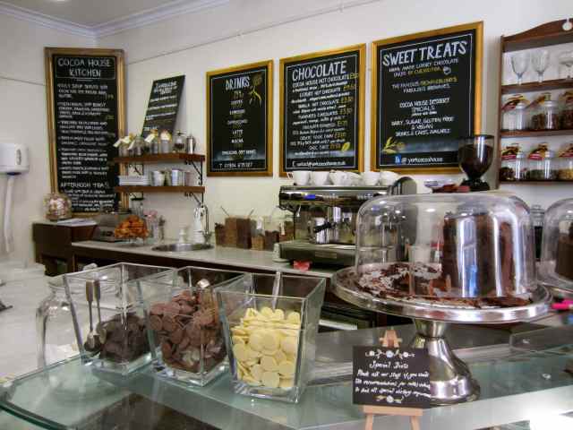 The counter at The Cocoa House