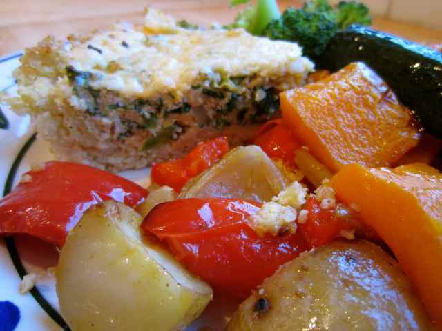 Kale frittata and roasted veg