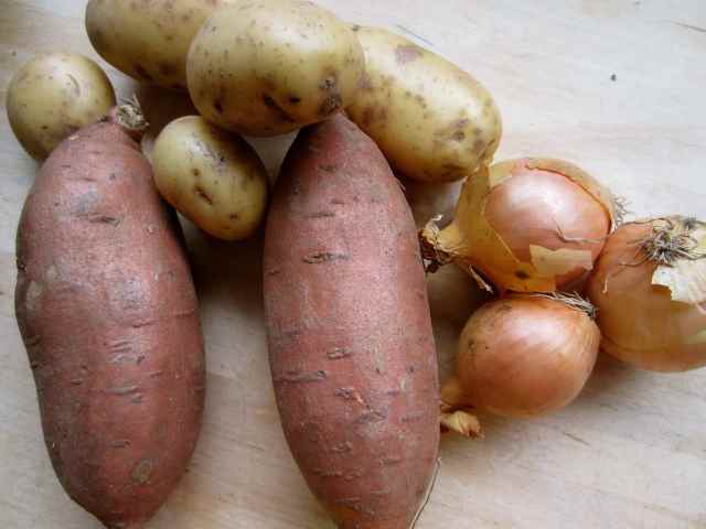 potatoes and onions