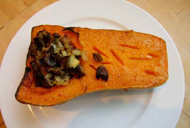 Butternut squash stuffed with mushrooms