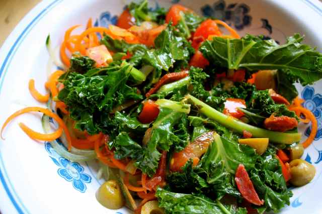 Carrot pasta and veg topping
