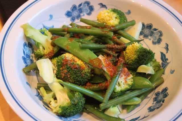 green veg with dressing