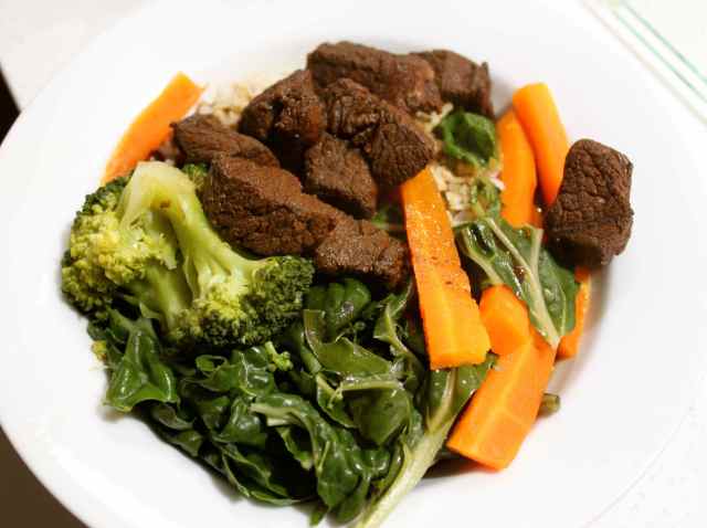 Beef rice and veg