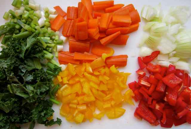 6 chopped veg
