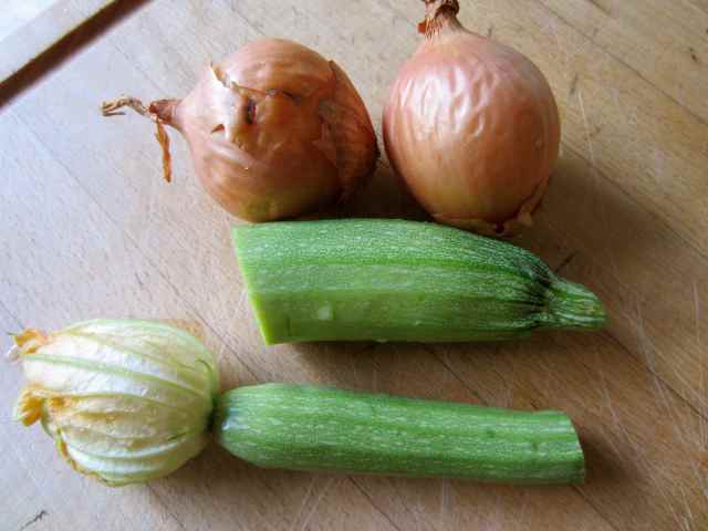 courgettes and onions