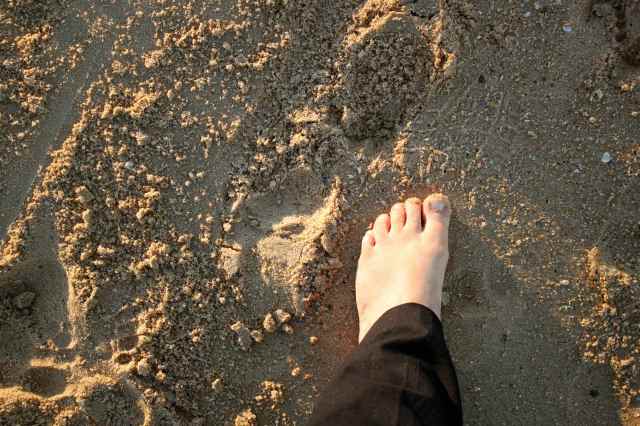foot on Dicky Beach