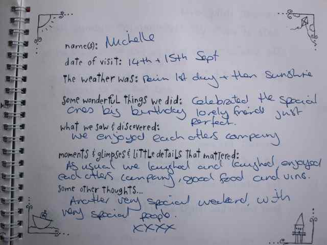 M's comment in guest book