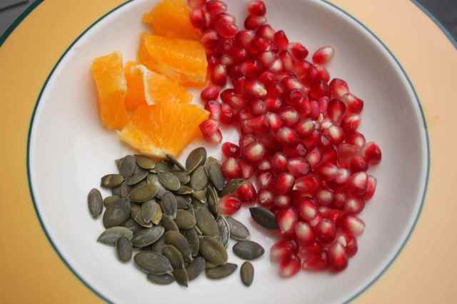 pomegranate, orange and green