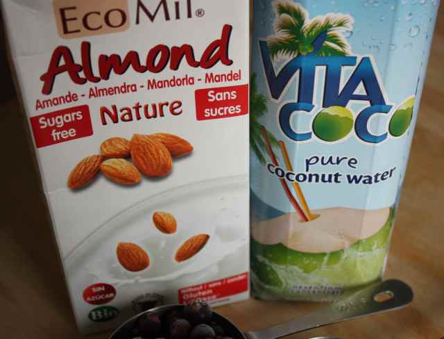 almond milk and coconut water