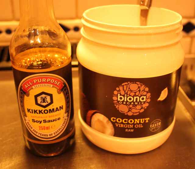 soy sauce and coconut oil